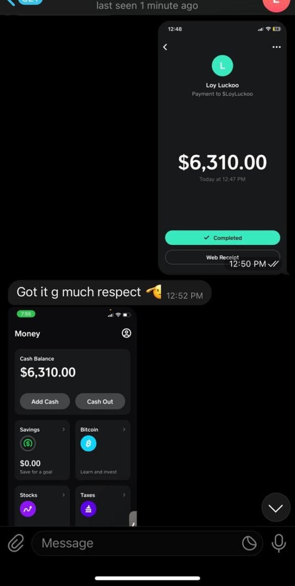 $6,200 CashApp Transfer